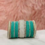 Sky Blue Velvet Bangles Set