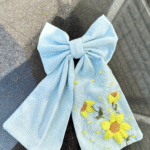 Sky Blue Embroidered Hair Bow
