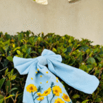 Sky Blue Embroidered Hair Bow