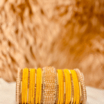 Yellow Velvet Bangles Set