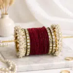 Maroon Velvet Bangle Set