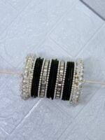 Velvet Pearl & Mirror Bangle Set - Image 4
