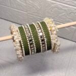 Metal Pearl & Mirror Bangle Set