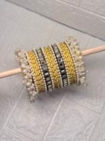 Metal Pearl & Mirror Bangle Set - Image 2