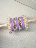 Metal Pearl & Mirror Bangle Set - Image 4