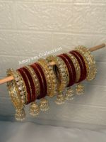 Maroon Royal Kundan Bangle Set
